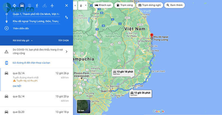 hướng dẫn đường đi khu dã ngoại Trung Lương Bình Định